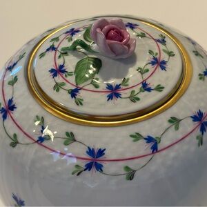 Herend Hand painted Teapot with Rose finial .